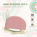 Sedia a dondolo per bambini in velluto, poltrona a dondolo per bambini con decorazione a corona, seggiolino a dondolo delicato per bambini - Rosa