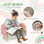 Sedia a dondolo per bambini in velluto, poltrona a dondolo per bambini con decorazione a corona, seggiolino a dondolo delicato per bambini - Rosa