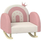 Sedia a dondolo per bambini in velluto, poltrona a dondolo per bambini con decorazione a corona, seggiolino a dondolo delicato per bambini - Rosa