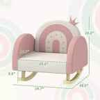 Sedia a dondolo per bambini in velluto, poltrona a dondolo per bambini con decorazione a corona, seggiolino a dondolo delicato per bambini - Rosa