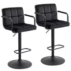 Furniliving Adjustable Barstools with Back, Set of 2, Velvet 360Swivel Bar Stools, Double Stitching Counter Stools for Kitchen/Bar