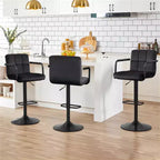 Sgabelli da Bar Regolabili con Schienale, Confezione da 2, Sgabelli da Bar Girevoli a 360° in Velluto, Sgabelli da Bancone a Doppia Cucitura per Cucina/Bar