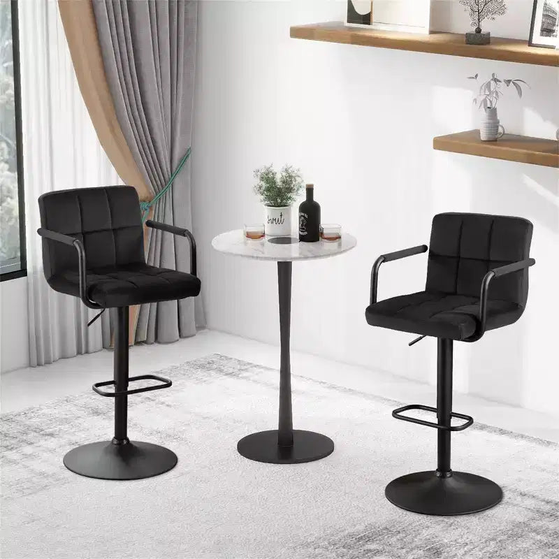 Sgabelli da Bar Regolabili con Schienale, Confezione da 2, Sgabelli da Bar Girevoli a 360° in Velluto, Sgabelli da Bancone a Doppia Cucitura per Cucina/Bar