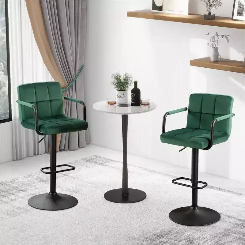 Sgabelli da Bar Regolabili con Schienale, Confezione da 2, Sgabelli da Bar Girevoli a 360° in Velluto, Sgabelli da Bancone a Doppia Cucitura per Cucina/Bar