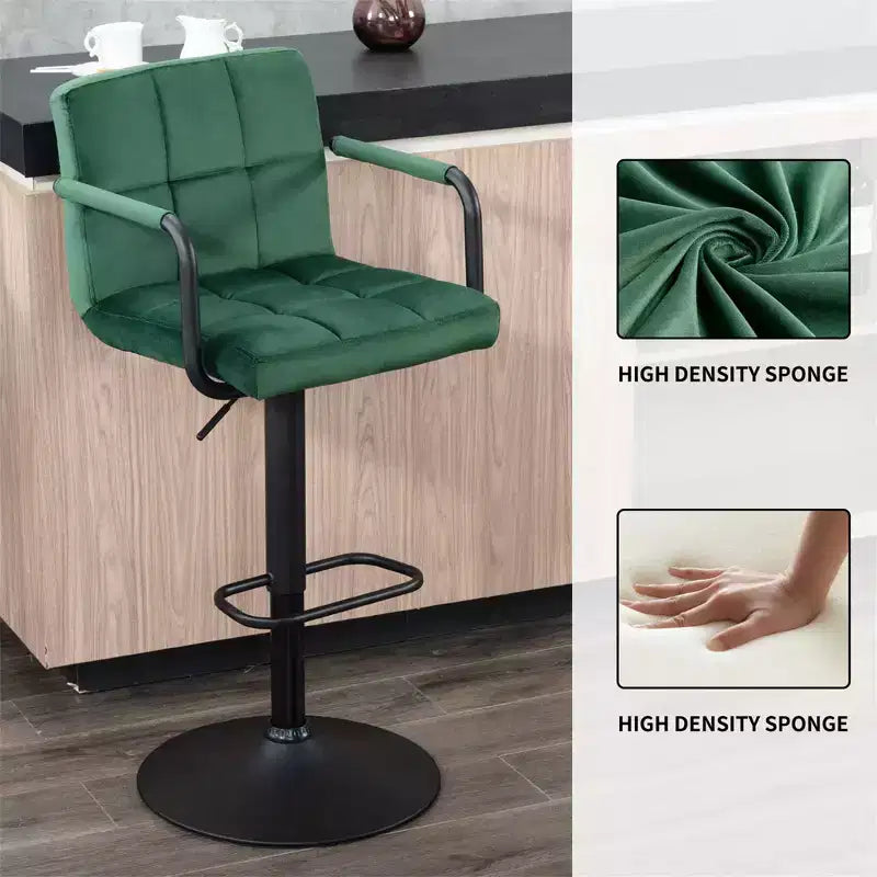 Sgabelli da Bar Regolabili con Schienale, Confezione da 2, Sgabelli da Bar Girevoli a 360° in Velluto, Sgabelli da Bancone a Doppia Cucitura per Cucina/Bar