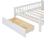 Letto a capanna singolo con divano imbottito, struttura in legno con stazione di ricarica, ricarica wireless, ripiani e cassetti