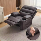 Poltrona Reclinabile Manuale Extra Larga in Pelle PU per Adulti, Braccioli e Schienale Imbottiti 1.5X per un Comfort Maggiore, per Soggiorno, Camera da Letto