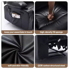 Poltrona Reclinabile Manuale Extra Larga in Pelle PU per Adulti, Braccioli e Schienale Imbottiti 1.5X per un Comfort Maggiore, per Soggiorno, Camera da Letto