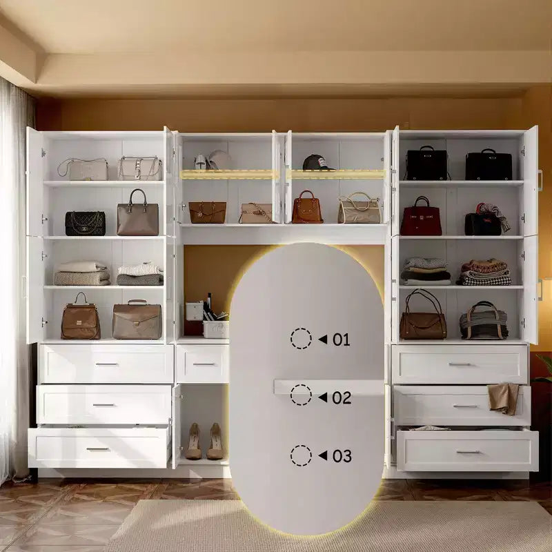 Armadio Contenitore Grande Capacità con 2 Ripiani Regolabili e 11 Cassetti, Organizer per Armadio per Camera da Letto e Soggiorno