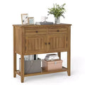 Costway Mid-Century Console Table with 2 Drawers, 2 Cabinets & Bottom Shelf for Hallway