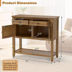 Consolle Mid-Century con 2 Cassetti, 2 Ante e Ripiano Inferiore per Ingresso