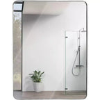 Specchio da parete rettangolare decorativo per bagno con cornice in alluminio argentato, 30 x 40 pollici