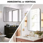 Specchio da parete rettangolare decorativo per bagno con cornice in alluminio argentato, 30 x 40 pollici