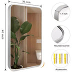 Specchio da parete rettangolare decorativo per bagno con cornice in alluminio argentato, 30 x 40 pollici