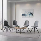 FurnitureR Dining Chairs Swivel Set of 4, Fabric Accent Side Chair Armelss Mid Back with Padded Rotated Seat Cushion for Kitchen, Dining Room, Grey