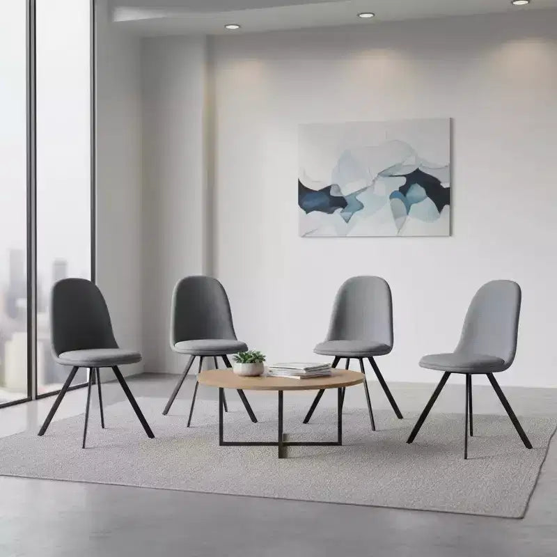 FurnitureR Dining Chairs Swivel Set of 4, Fabric Accent Side Chair Armelss Mid Back with Padded Rotated Seat Cushion for Kitchen, Dining Room, Grey