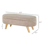 Panca Contenitore Ottomana, Panchina Imbottita da Fondo Letto da 110 cm con Gambe in Legno, Panchina Moderna da Ingresso