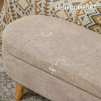 Panca Contenitore Ottomana, Panchina Imbottita da Fondo Letto da 110 cm con Gambe in Legno, Panchina Moderna da Ingresso