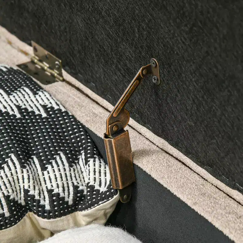 Panca Contenitore Ottomana, Panchina Imbottita da Fondo Letto da 110 cm con Gambe in Legno, Panchina Moderna da Ingresso