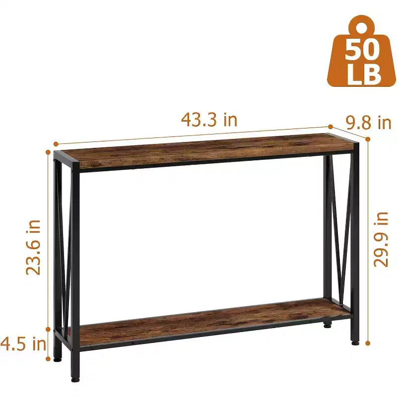 Tavolino da ingresso 42.9 con contenitore, Consolle a 2 ripiani con scaffale aperto, Mobiletto contenitore dietro il divano per ingresso, corridoio, soggiorno