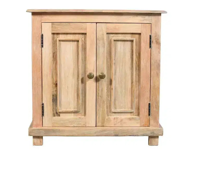 HomeRoots 28 Distressed Natural Solid Wood Nightstand With Storage