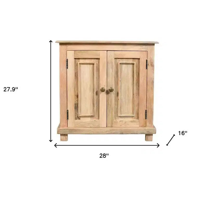 Comodino 28 in Legno Massello Naturale Effetto Invecchiato con Contenitore
