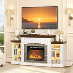 VINGLI 70'' Fireplace TV Stand for 80 inch TVs, Electric Fireplace with Mantel, Modern Entertainment Center with LED