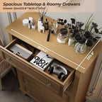 Comò alto 122 cm con 5 cassetti in legno, cassettiera moderna con spazio profondo e maniglie in metallo, mobile organizer per camera da letto, soggiorno, corridoio