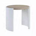 Royal Hampton Side End Table, White High Gloss Wood, Brown Top, Oval 26 Inch
