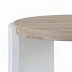 Tavolino d'appoggio, legno bianco lucido, piano marrone, ovale 26 pollici