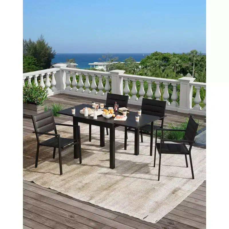Tavolo da Pranzo Estensibile - Tavolo da Pranzo Esterno per 4-6 Persone, Tavolo da Pranzo da Giardino 80-160 cm, Telaio a Doghe in Alluminio, per Ristoranti, Esterni, Piscine