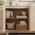 Mobile scanalato con contenitore, Credenza a buffet con 4 ante