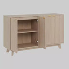 Mobile scanalato con contenitore, Credenza a buffet con 4 ante