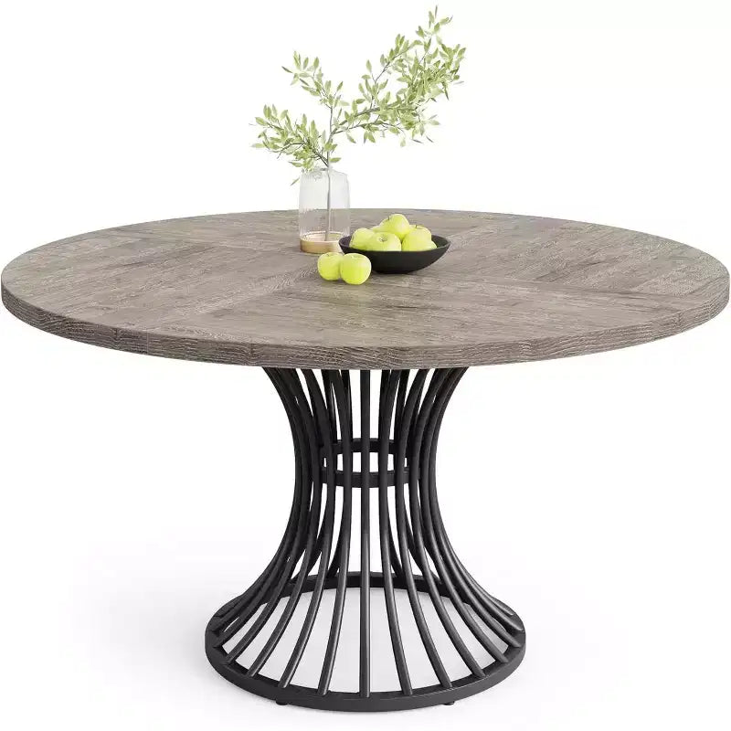 Tavolo da pranzo rotondo Lantine per 4-6 persone, tavolo da cucina stile fattoria da 120 cm, tavolo da pranzo industriale per cucina, sala da pranzo, soggiorno