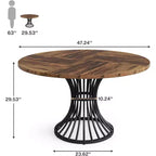 Tavolo da pranzo rotondo Lantine per 4-6 persone, tavolo da cucina stile fattoria da 120 cm, tavolo da pranzo industriale per cucina, sala da pranzo, soggiorno