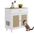 Elegant Rattan Weaving, Particle Board Construction,Rattan Cat Cabinet Spacious Interior, and Stylish Design
