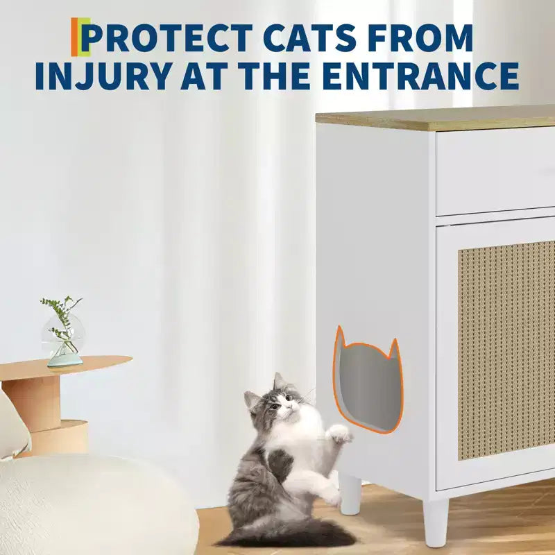 Elegante intreccio in rattan, struttura in truciolato, interno spazioso per gatti e design elegante