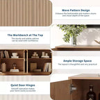 Madia Moderna Credenza 160 cm Mobile Contenitore Grande con Maniglia Dorata, Mobile Buffet Bar Caffè per Ufficio Domestico