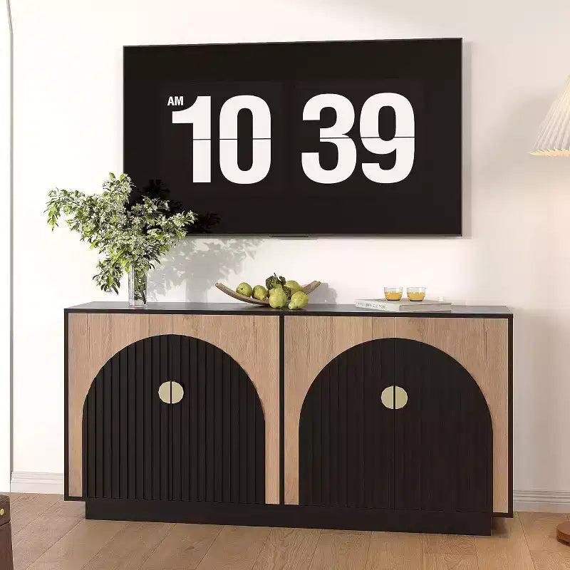 Madia Moderna Credenza 160 cm Mobile Contenitore Grande con Maniglia Dorata, Mobile Buffet Bar Caffè per Ufficio Domestico