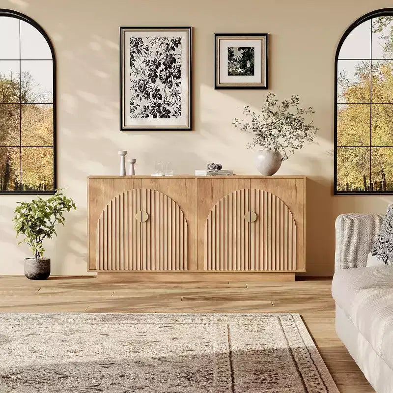 Madia Moderna Credenza 160 cm Mobile Contenitore Grande con Maniglia Dorata, Mobile Buffet Bar Caffè per Ufficio Domestico