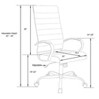 Sedia da ufficio in similpelle marrone con ruote, altezza regolabile, 116,8 cm (46") H