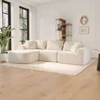 Divano componibile di grandi dimensioni a L da 104 pollici con chaise longue, moderno divano "Cloud" imbottito con cuscini decorativi per soggiorno camera da letto beige