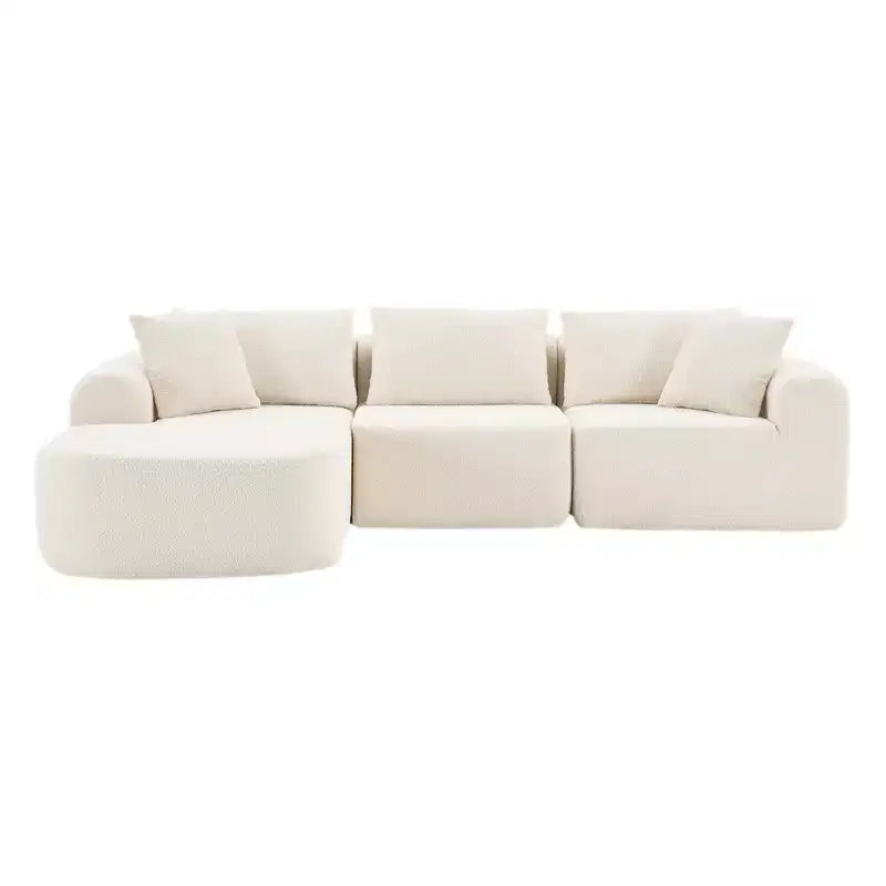 Divano componibile di grandi dimensioni a L da 104 pollici con chaise longue, moderno divano "Cloud" imbottito con cuscini decorativi per soggiorno camera da letto beige