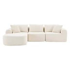 Divano componibile di grandi dimensioni a L da 104 pollici con chaise longue, moderno divano "Cloud" imbottito con cuscini decorativi per soggiorno camera da letto beige