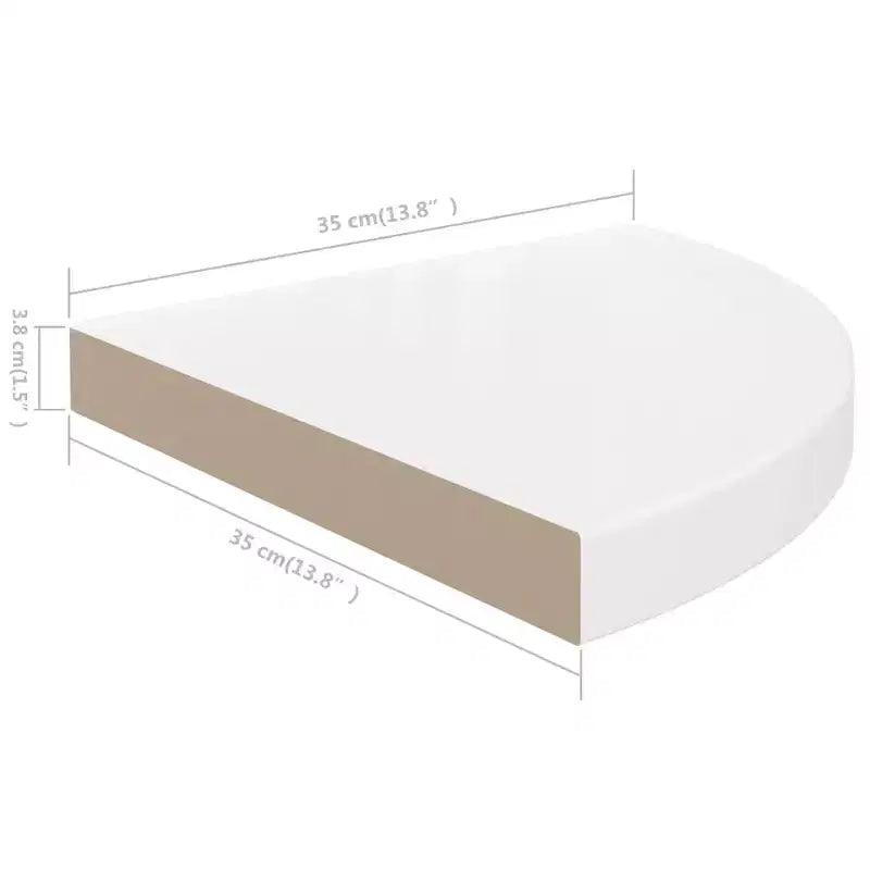 Mensola angolare Bianco lucido MDF a nido d'ape, metallo 35x35x3.8 cm
