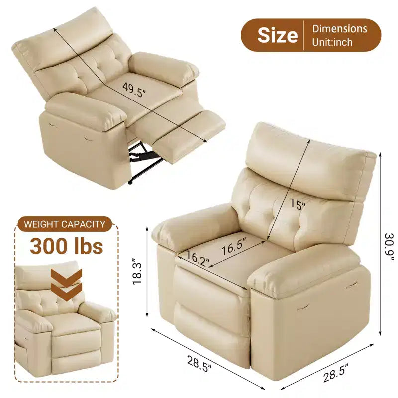 Poltrona Reclinabile Elettrica - Calore e Massaggio, Recliner Elettrico Regolabile Ergonomico in Pelle PU, Divano Singolo Imbottito, Poltrona Relax per Soggiorno