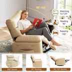 Poltrona Reclinabile Elettrica - Calore e Massaggio, Recliner Elettrico Regolabile Ergonomico in Pelle PU, Divano Singolo Imbottito, Poltrona Relax per Soggiorno