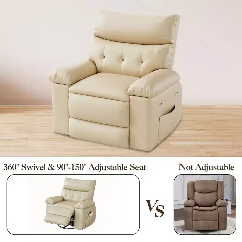 Poltrona Reclinabile Elettrica - Calore e Massaggio, Recliner Elettrico Regolabile Ergonomico in Pelle PU, Divano Singolo Imbottito, Poltrona Relax per Soggiorno