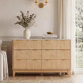 Fluted 6 Drawers Dresser, Modern Chest of Drawers with Faux Marble Top,Dresser TV Stand, Wood Drawer Organizer for Bedroom, Living Room
