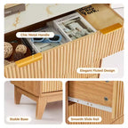 Comò a 6 cassetti scanalati, cassettiera moderna con piano effetto marmo, mobile TV, organizer in legno per camera da letto e soggiorno